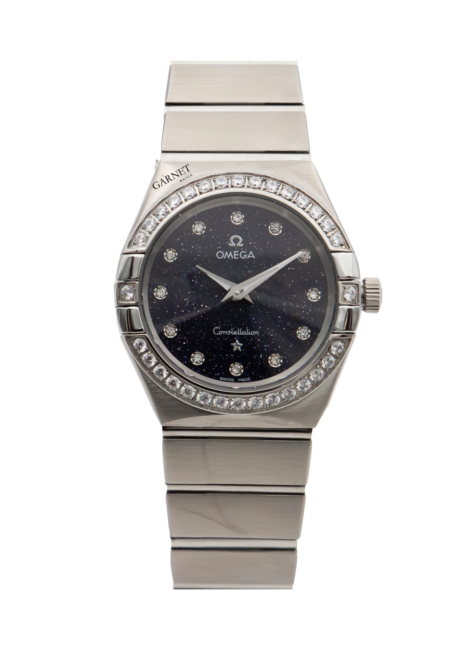 ساعت امگا زنانه کانسلیشن استیل صفحه کهکشانی عدد نگین زه نگین Omega Constellation