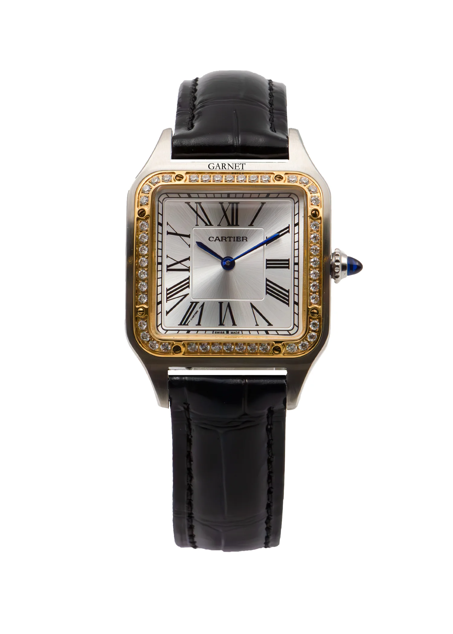 ساعت کارتیه زنانه اسمال سانتوز دومنت دورنگ طلایی زه نگین Cartier Santos Dumont