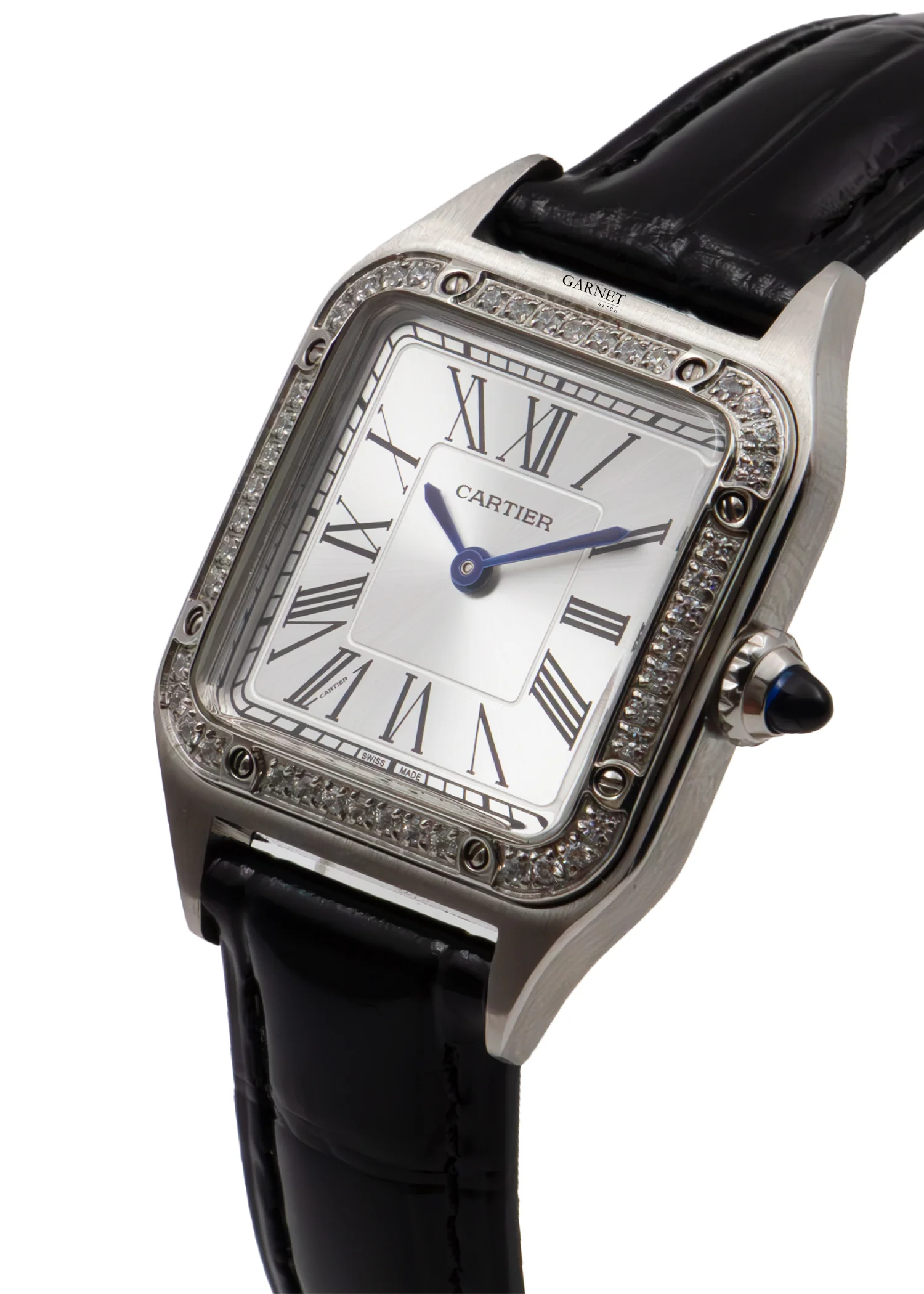 ساعت کارتیه زنانه متوسط سانتوز دومنت استیل زه نگین Cartier Santos Dumont