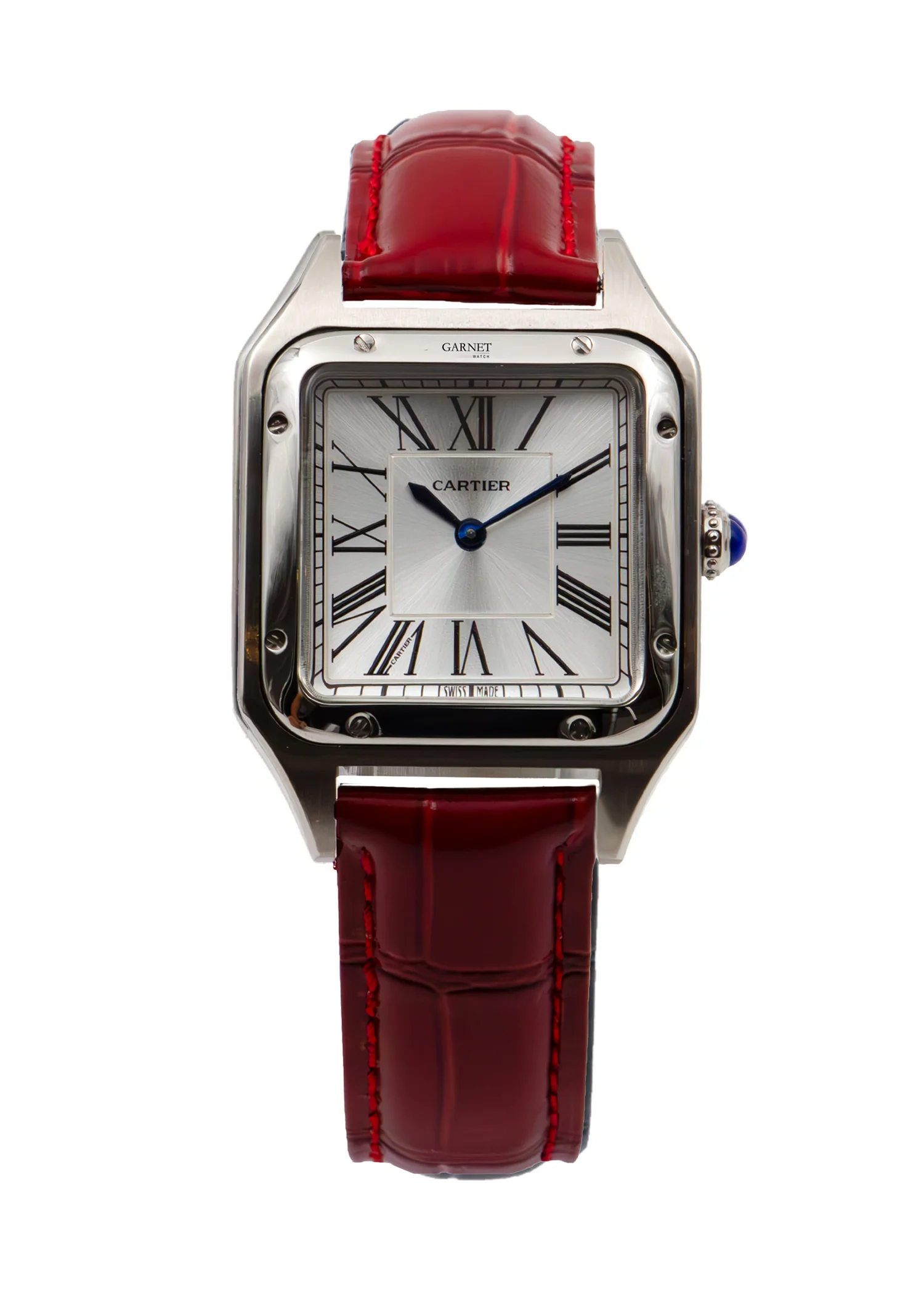 ساعت کارتیه زنانه متوسط سانتوز دومنت استیل قرمز Cartier Santos Dumont
