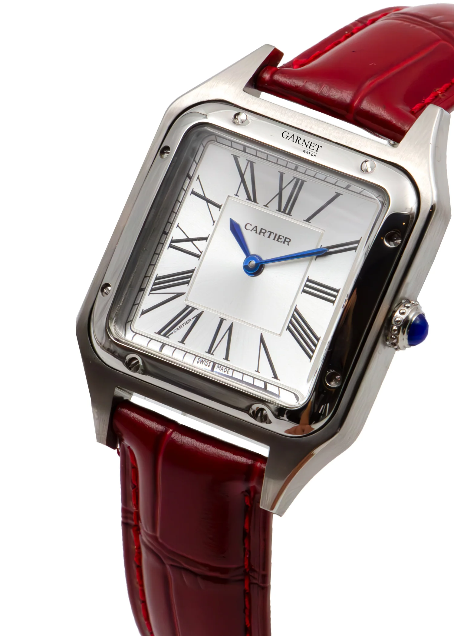 ساعت کارتیه زنانه متوسط سانتوز دومنت استیل قرمز Cartier Santos Dumont