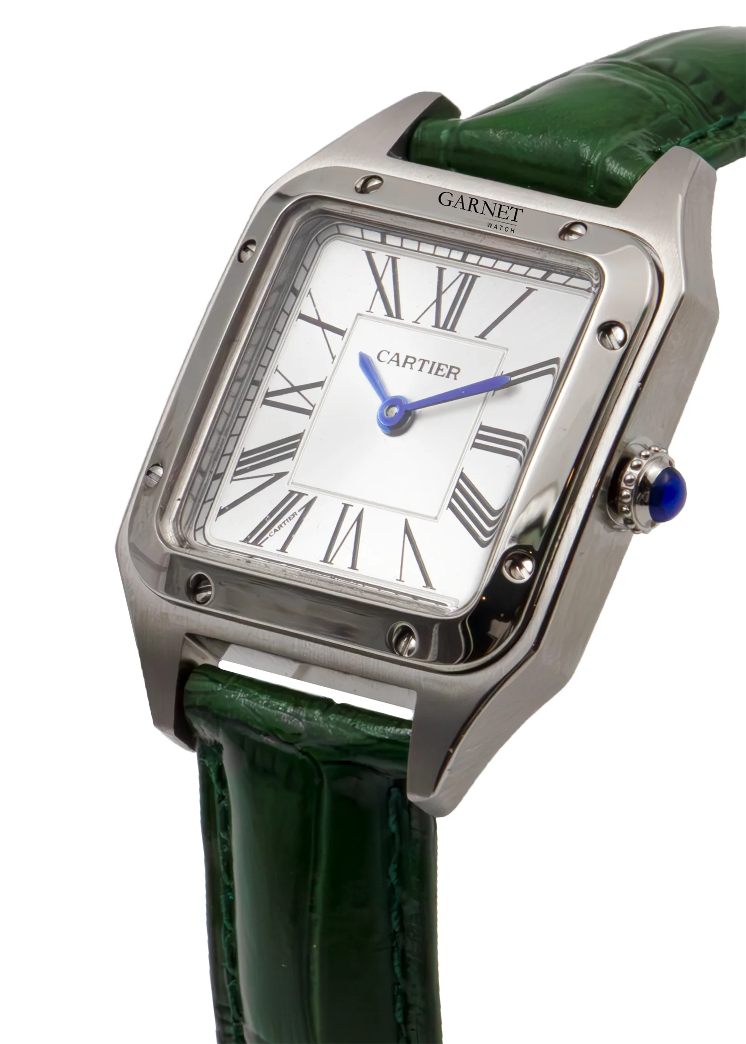 ساعت کارتیه زنانه اسمال سانتوز دومنت استیل سبز Cartier Santos Dumont