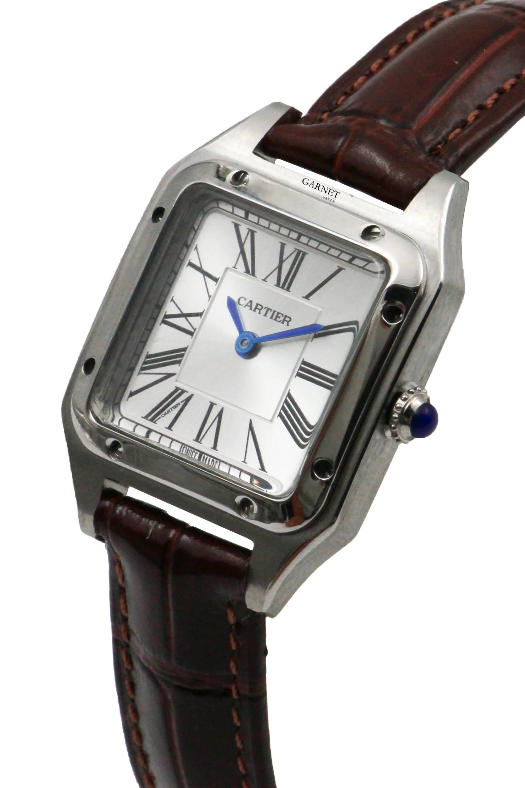 ساعت کارتیه زنانه اسمال سانتوز دومنت استیل قهوه ای Cartier Santos Dumont 4